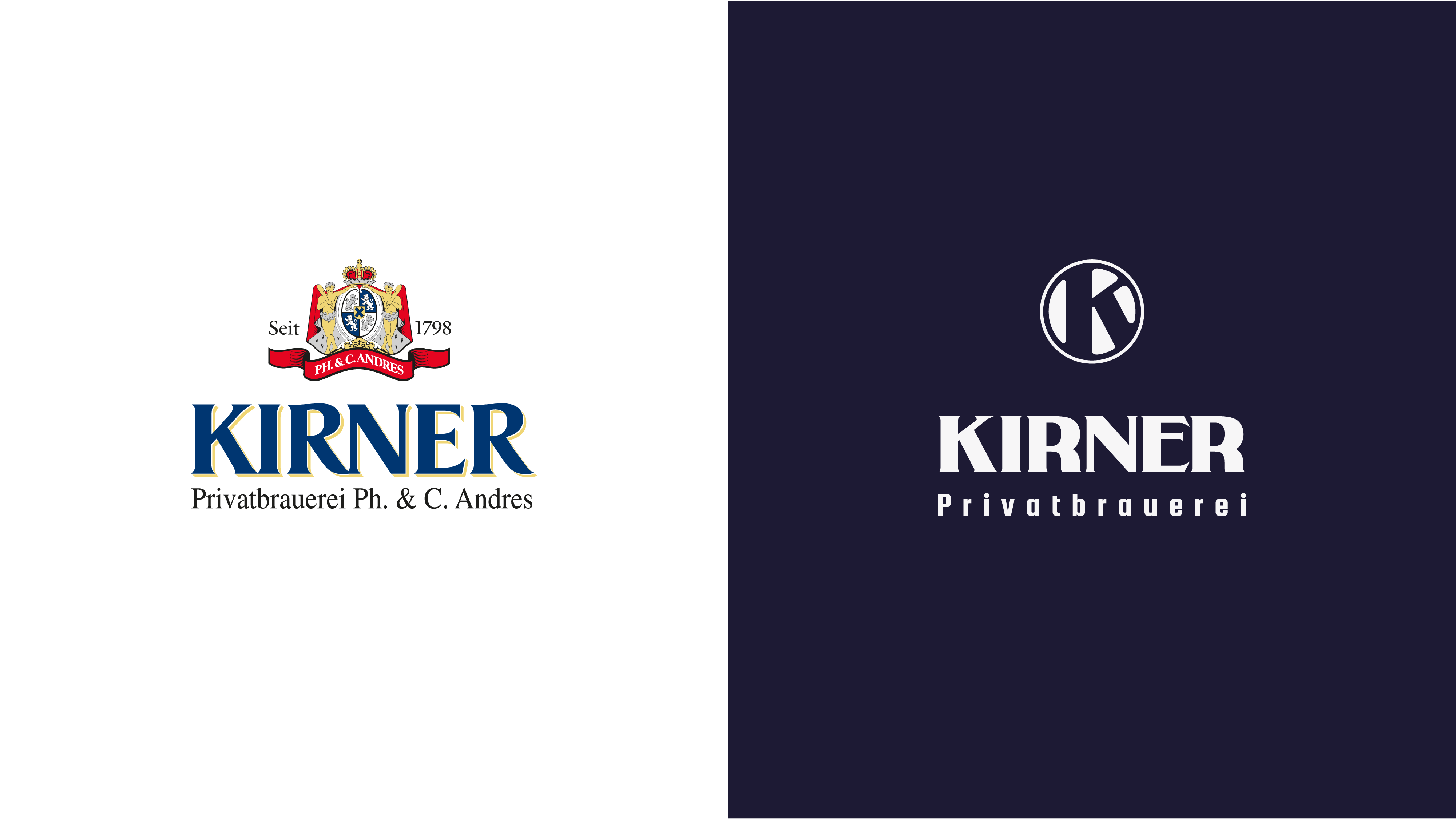 Vergleichsbild von altem und neuem Kirner Logo - links alt mit wappen - rechts neu